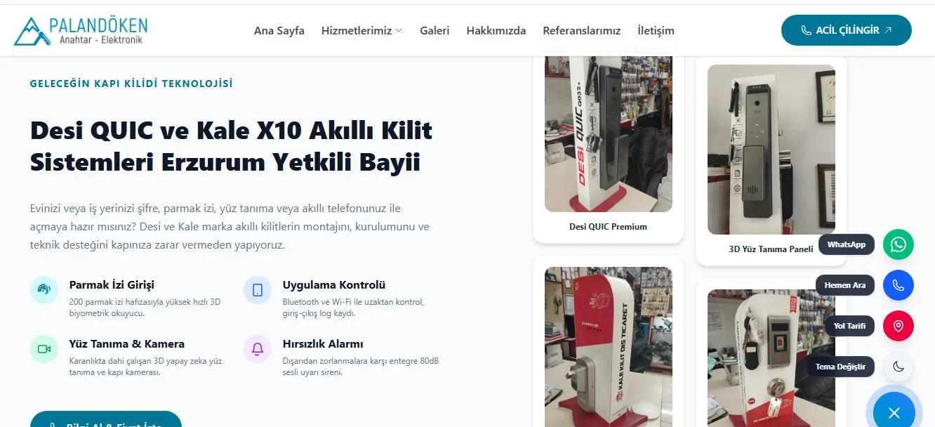 Palandöken Çilingir Mobil Arayüz Tasarımı