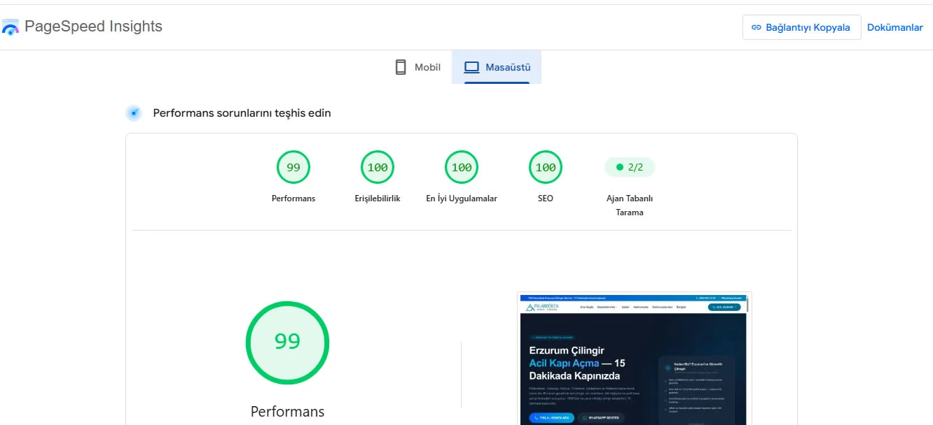 Palandöken Çilingir Arama Motoru Optimizasyonu